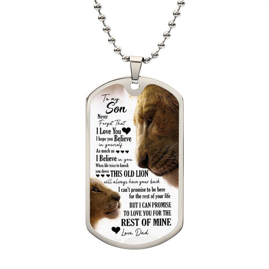 My Son From Dad | This Old Lion | Dog Tag Military Chain