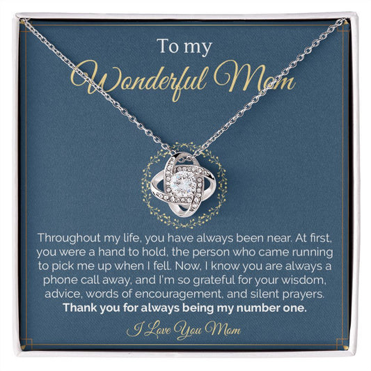 My Wonderful Mom | Thank You For Always Being My Number One | Love Knot Necklace