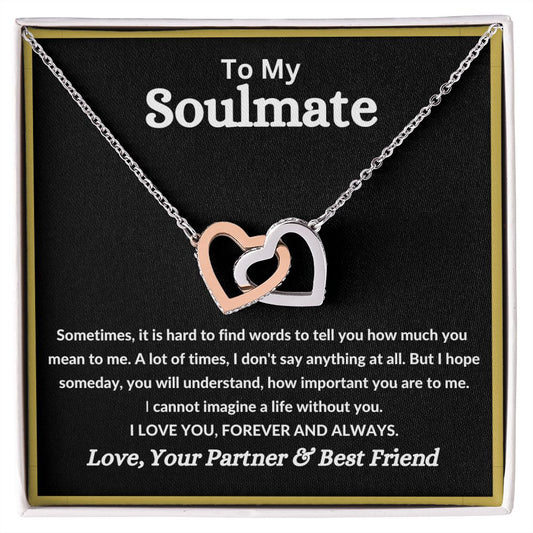 My Soulmate | I Cannot Imagine Life Without You | Interlocking Hearts Necklace